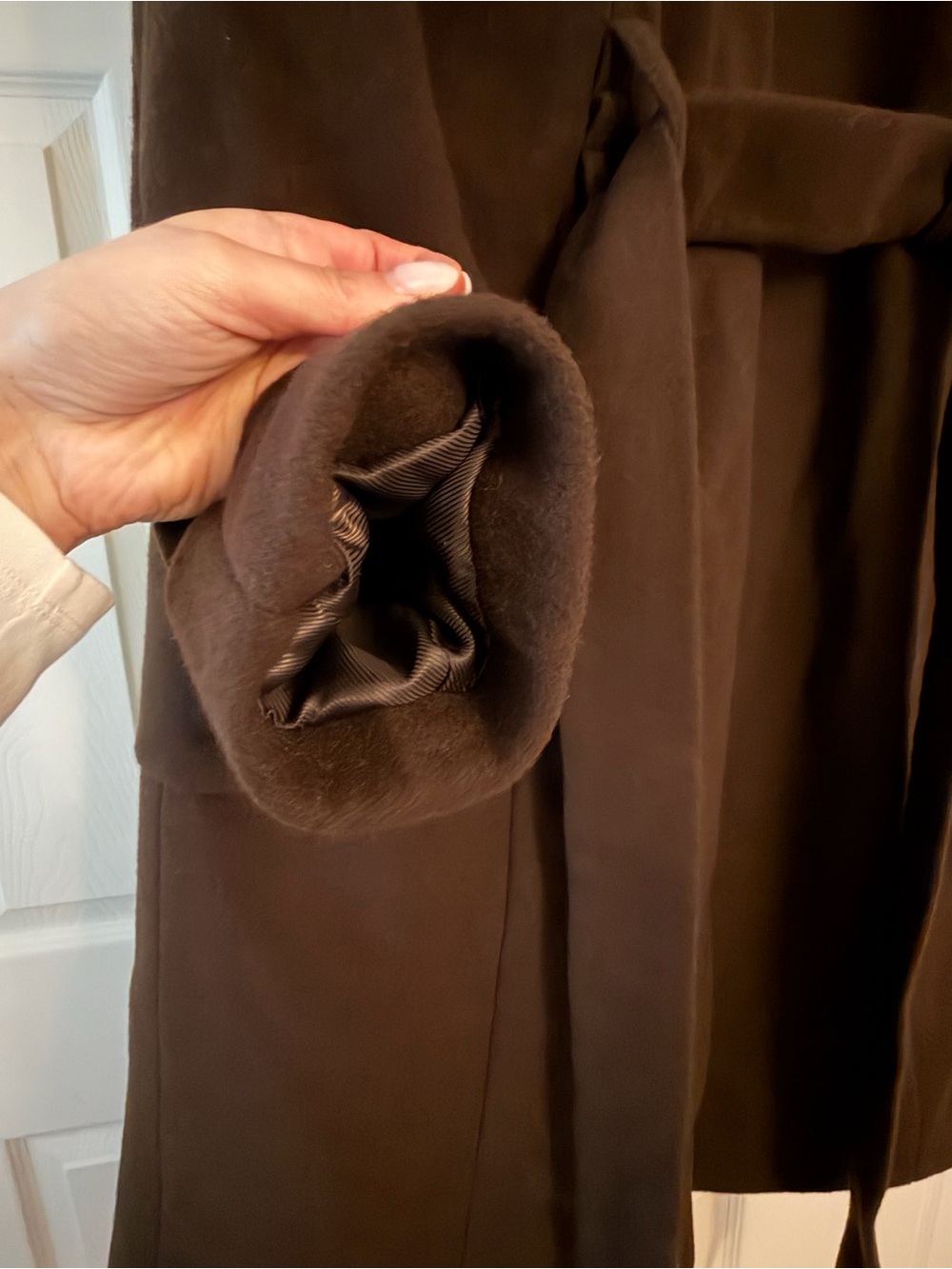 Ralph Lauren Chocolate Brown Wool Wrap Coat - Picture 9 of 10
